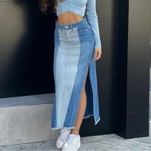 Zara Patchwork Denim Skirt Size Medium